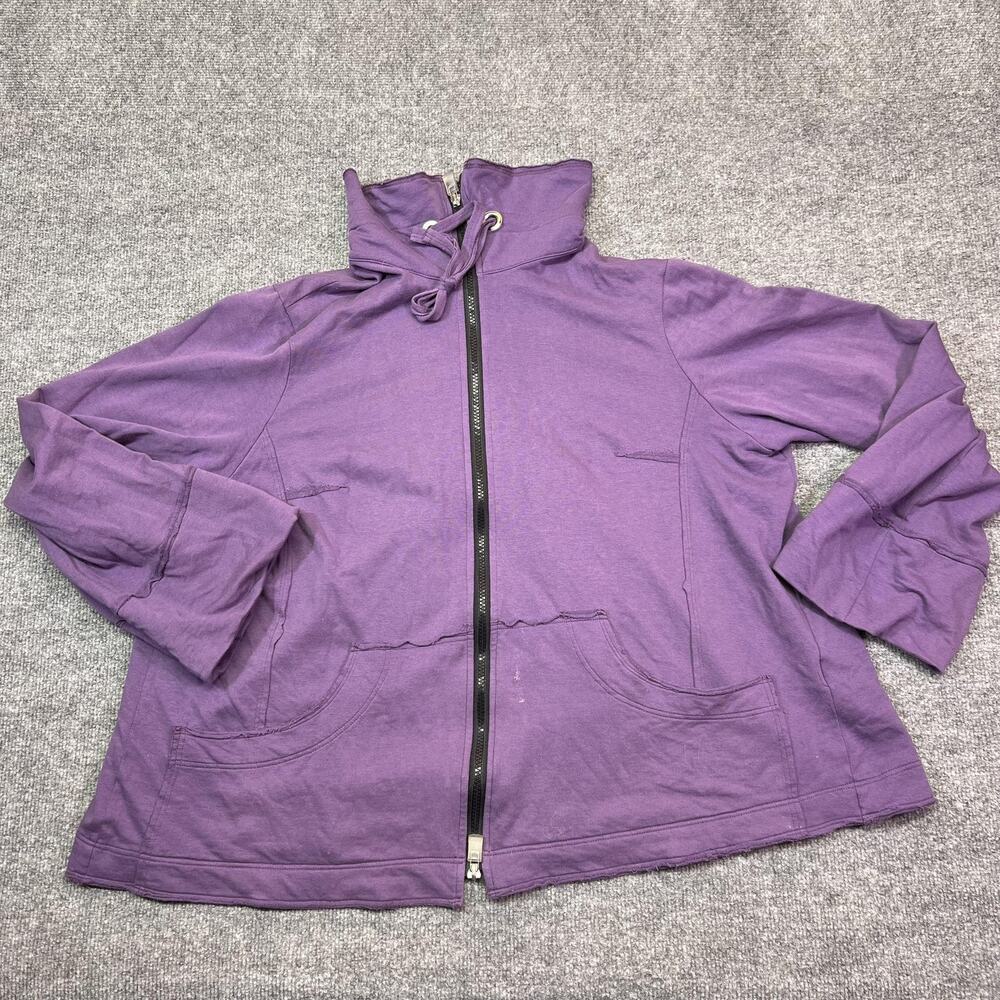 Breakfast In Tokyo Jacket Womens L Purple Jersey Full Zip Funnel Neck Pockets